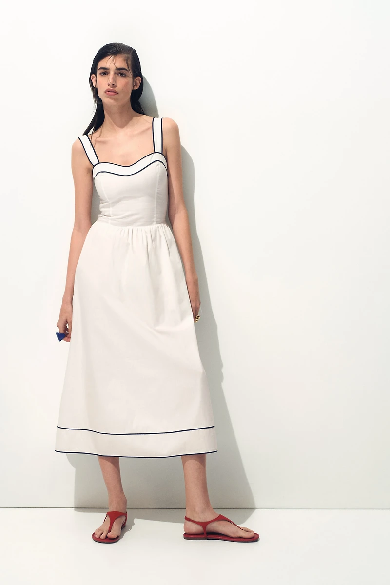 Cotton Dress with Flared Skirt