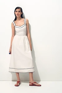 Cotton Dress with Flared Skirt