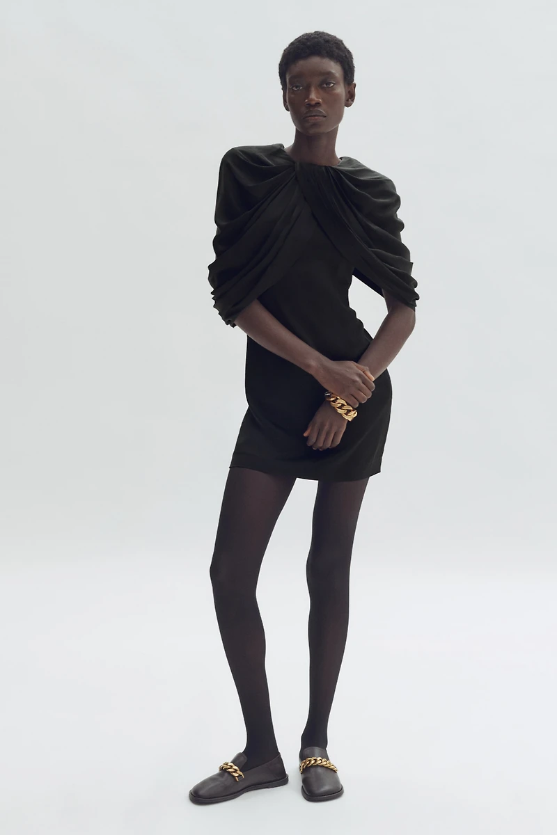 Draped Satin Mini Dress