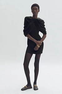 Draped Satin Mini Dress