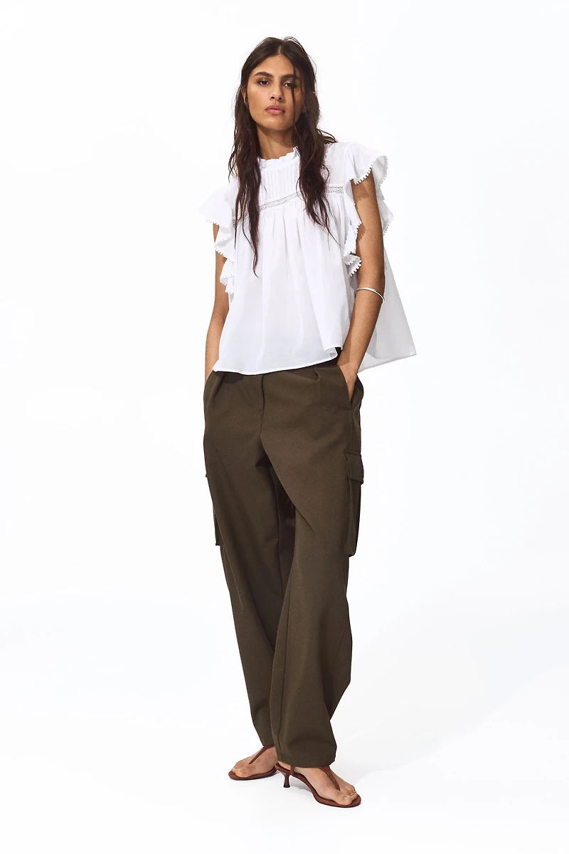 Frill-trimmed blouse