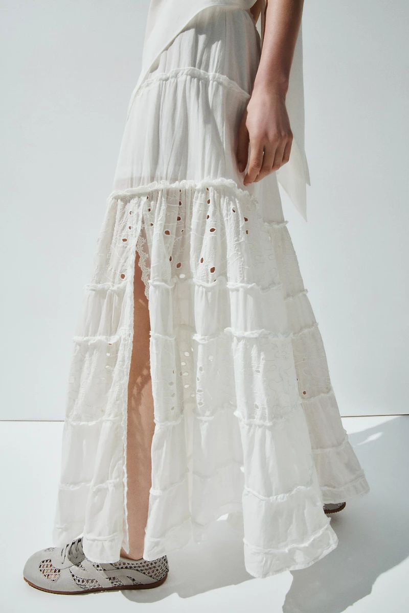 Jupe maxi avec broderie anglaise