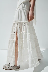 Jupe maxi avec broderie anglaise