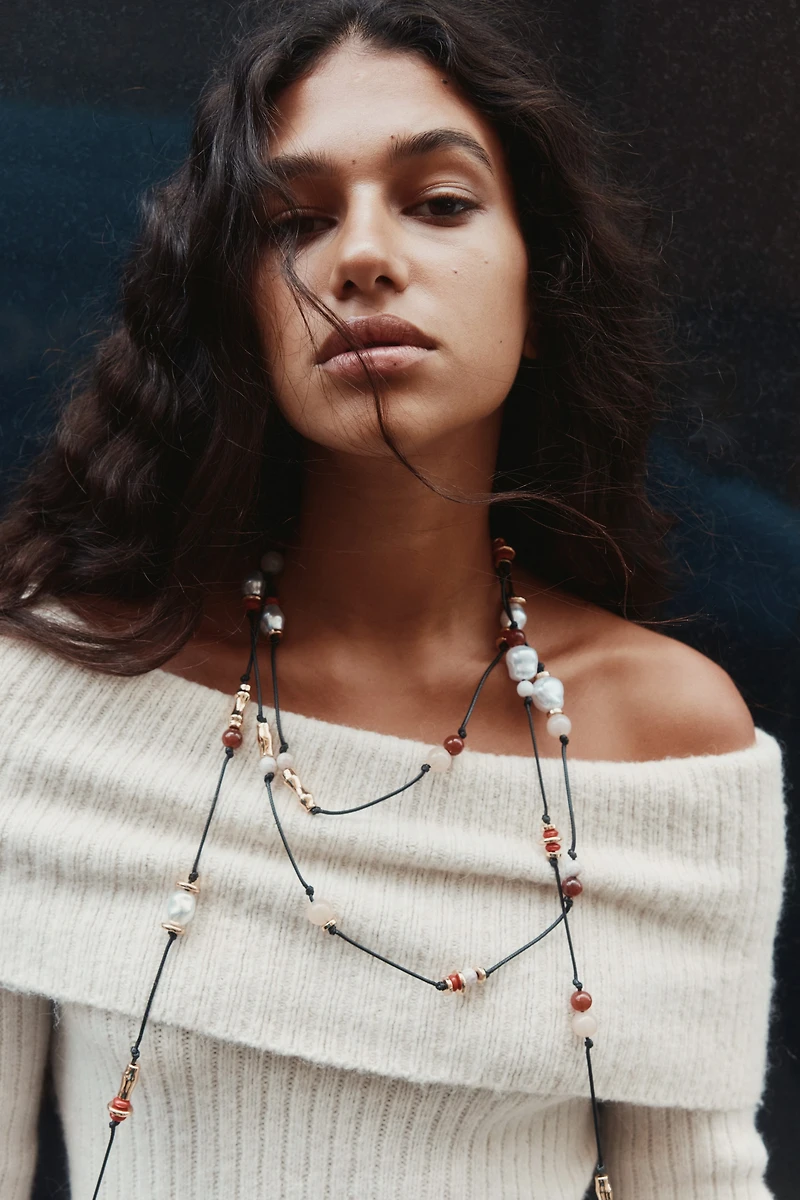 Rib-Knit Off-the-Shoulder Dress