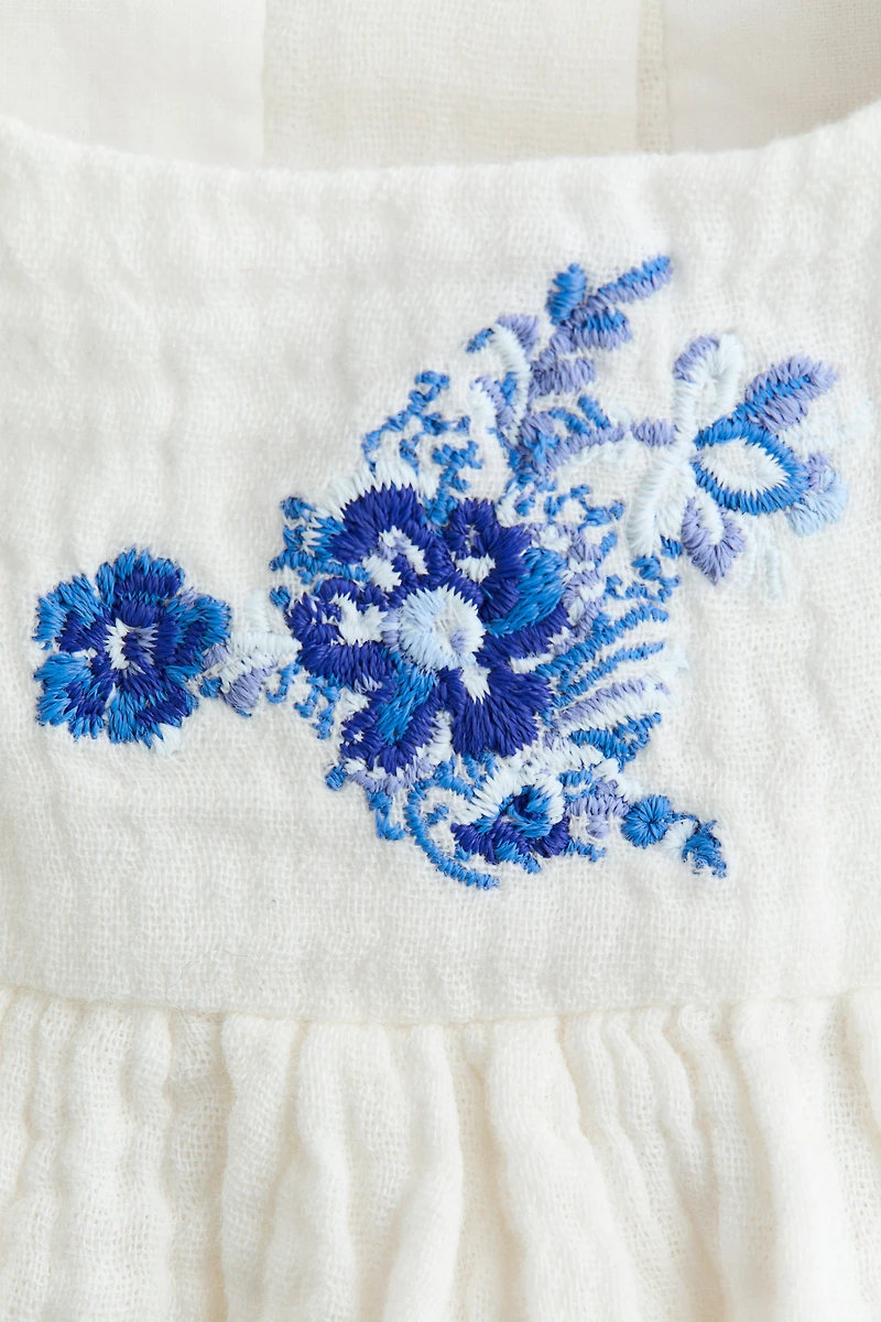 Embroidered-Detail Cotton Dress