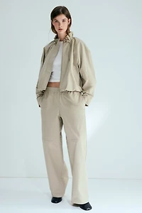 Barrel-Leg Twill Pants
