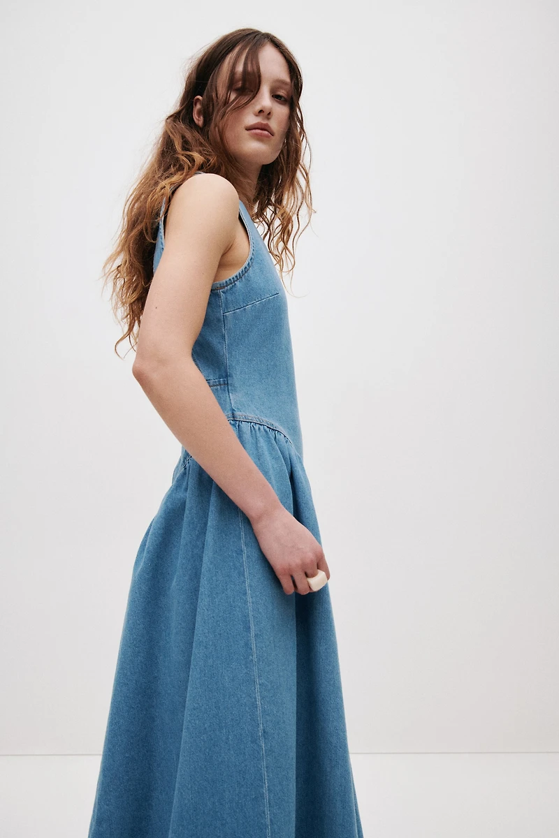 Open-Back Denim Dress