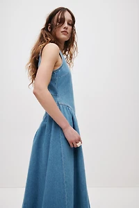 Open-Back Denim Dress