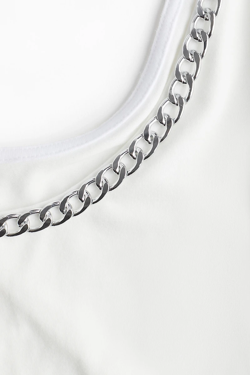 Chain-Detail Long-Sleeved Top