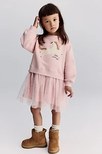 Sweatshirt Dress with Tulle Skirt