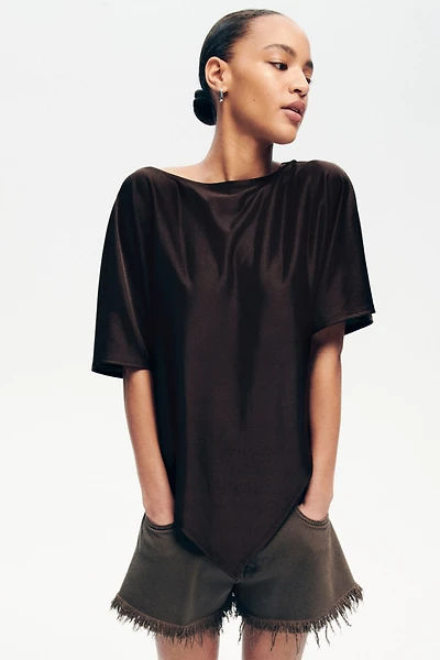 Batwing-Sleeved Fine-Knit Top