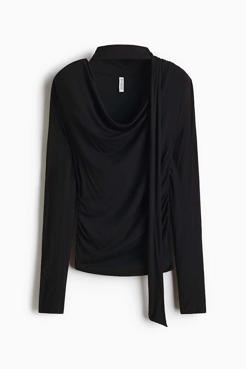 Draped Scarf-Detail Top