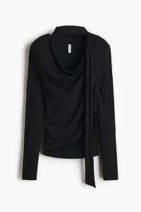 Draped Scarf-Detail Top