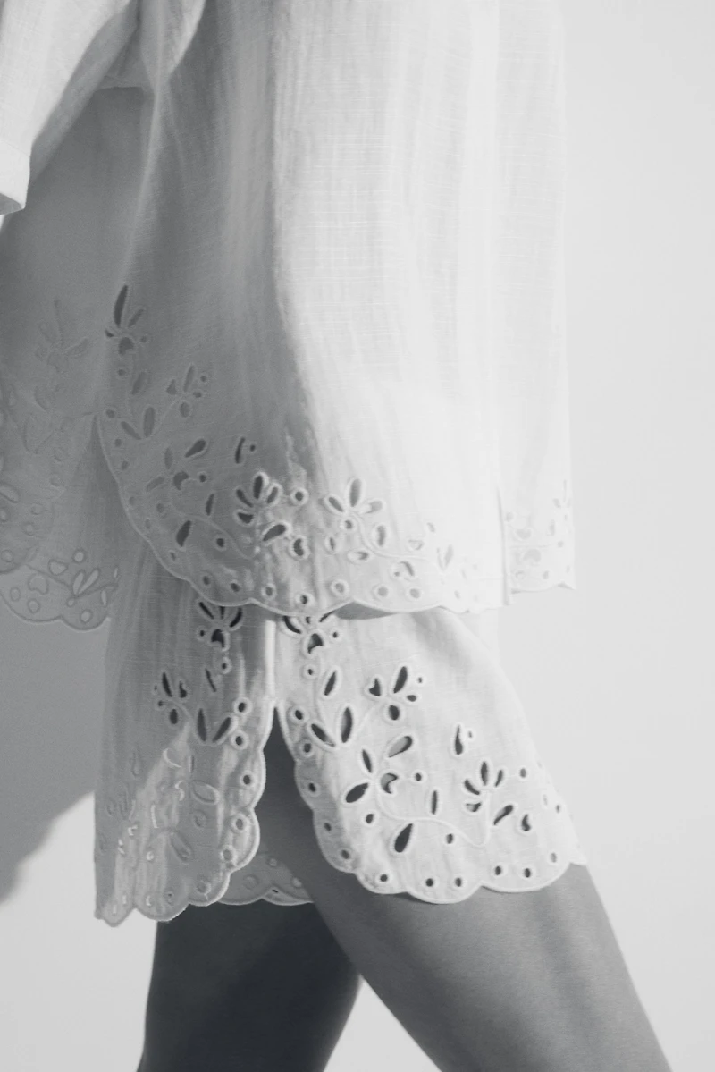 Shorts with Eyelet Embroidery
