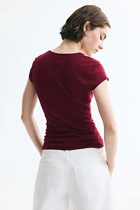 Cap-Sleeved Fine-Knit Top