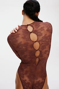 Long-Sleeved Lace Bodysuit