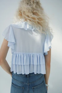 Flounced Tie-Front Blouse