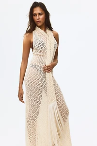 Robe d'aspect crocheté avec col écharpe