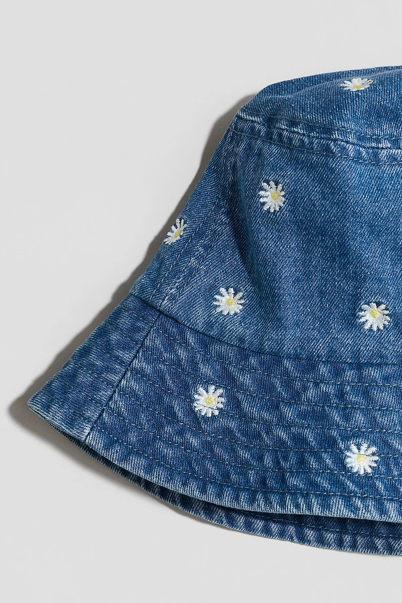 Embroidered Denim Bucket Hat