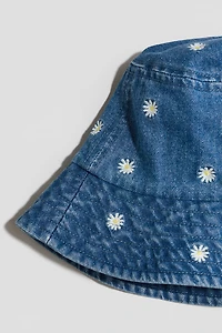Embroidered Denim Bucket Hat