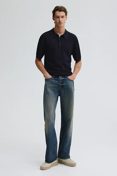 Slim-Fit Textured-Knit Polo Shirt