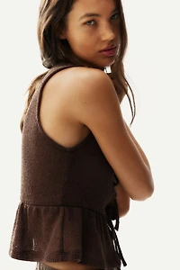 Tie-Front Peplum Top