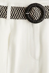Linen-Blend Pants with Belt