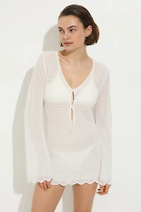 Robe de plage en tricot pointelle
