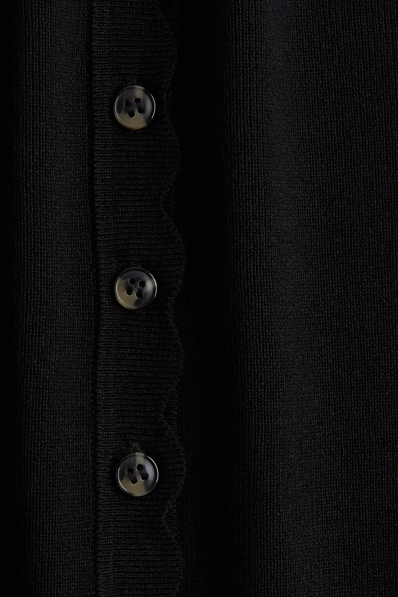 Scalloped Fine-Knit Cardigan