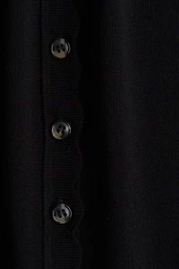 Scalloped Fine-Knit Cardigan