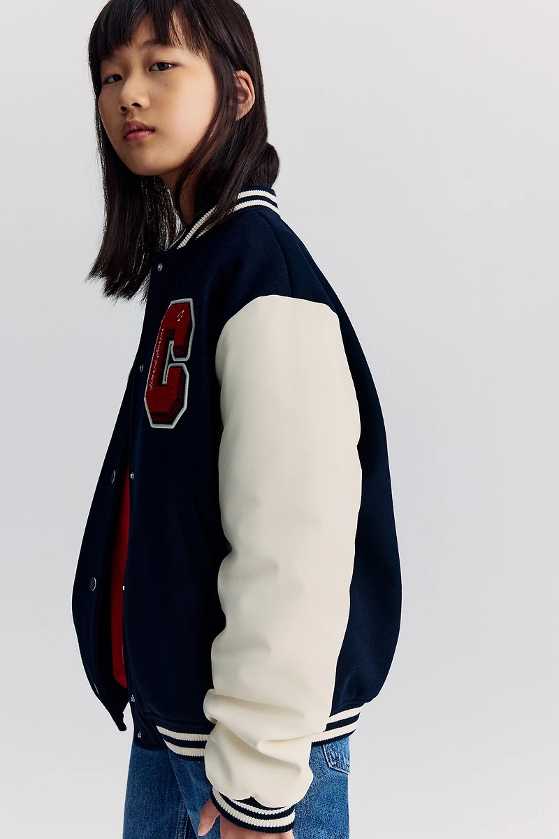 Appliquéd Baseball Jacket
