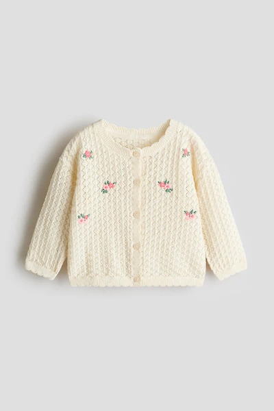 Pointelle-Knit Cardigan