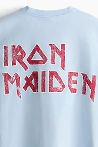 Oversized Printed Raw-Edge Cotton T-Shirt
