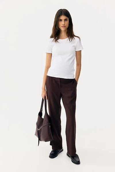 MAMA Linen-Blend Dress Pants