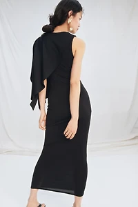 Asymmetric Cape-Detail Dress