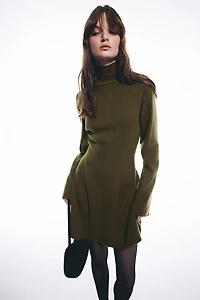 Fine-Knit Mock Turtleneck Dress