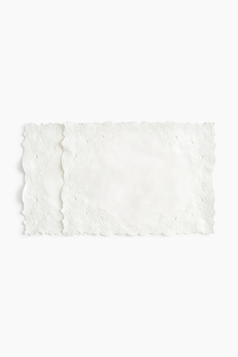 2-Pack Embroidered-Detail Placemats