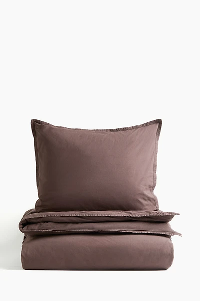 Washed Cotton Twin Duvet Cover Set