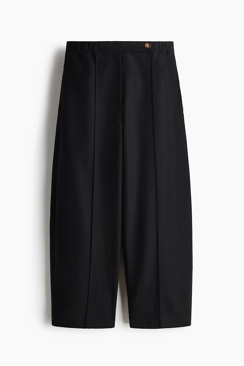 Linen-Blend Barrel-Leg Pants