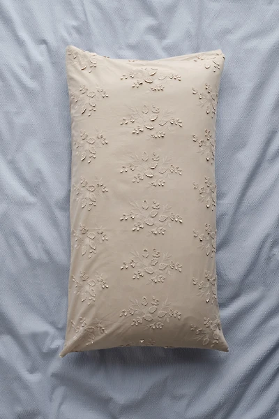 Embroidered-Detail Cotton Pillowcase
