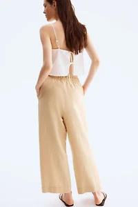 Linen-Blend Crop Pants
