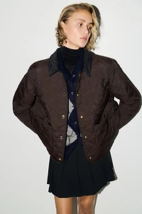 Quilted Jacket with Corduroy Collar