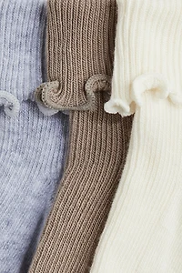 3-pack Socks with Overlocked Foldover Cuffs