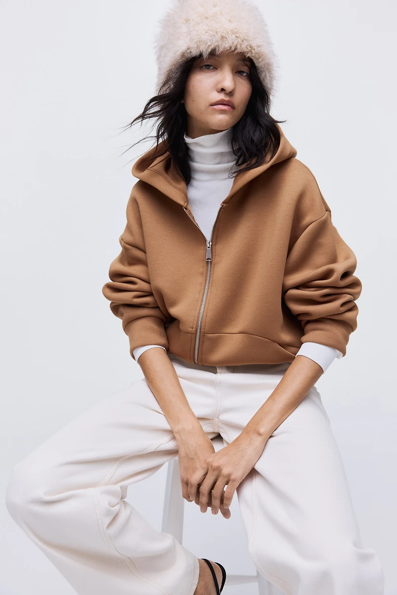 Veste à capuche fermeture éclair en scuba