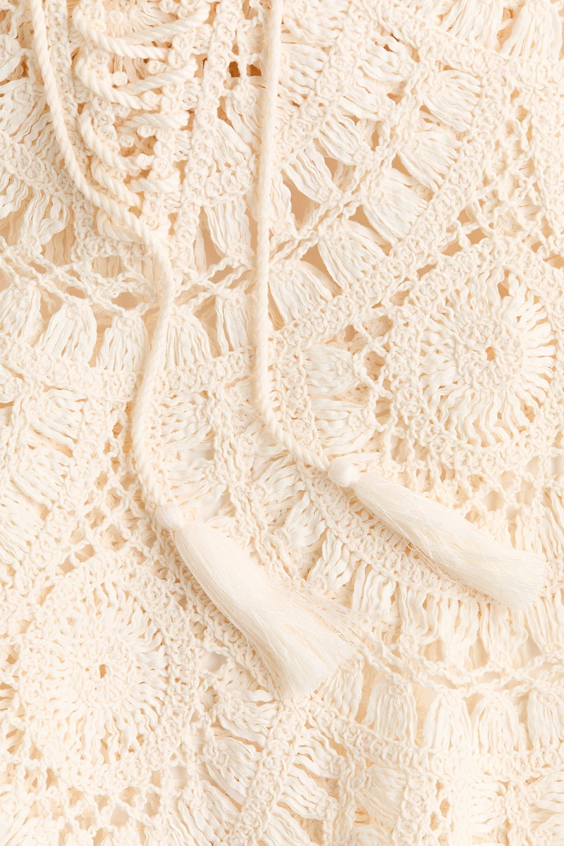 Crochet-Look Lace-Up Hoodie