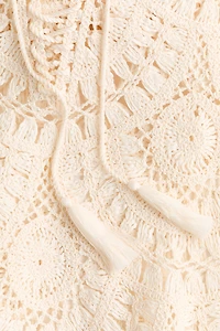 Crochet-Look Lace-Up Hoodie