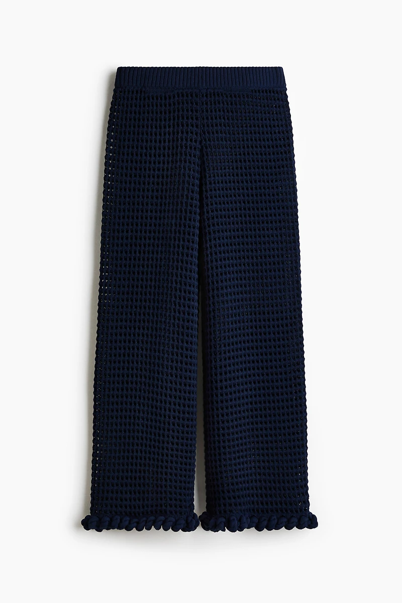 Rope-Detail Open-Knit Pants