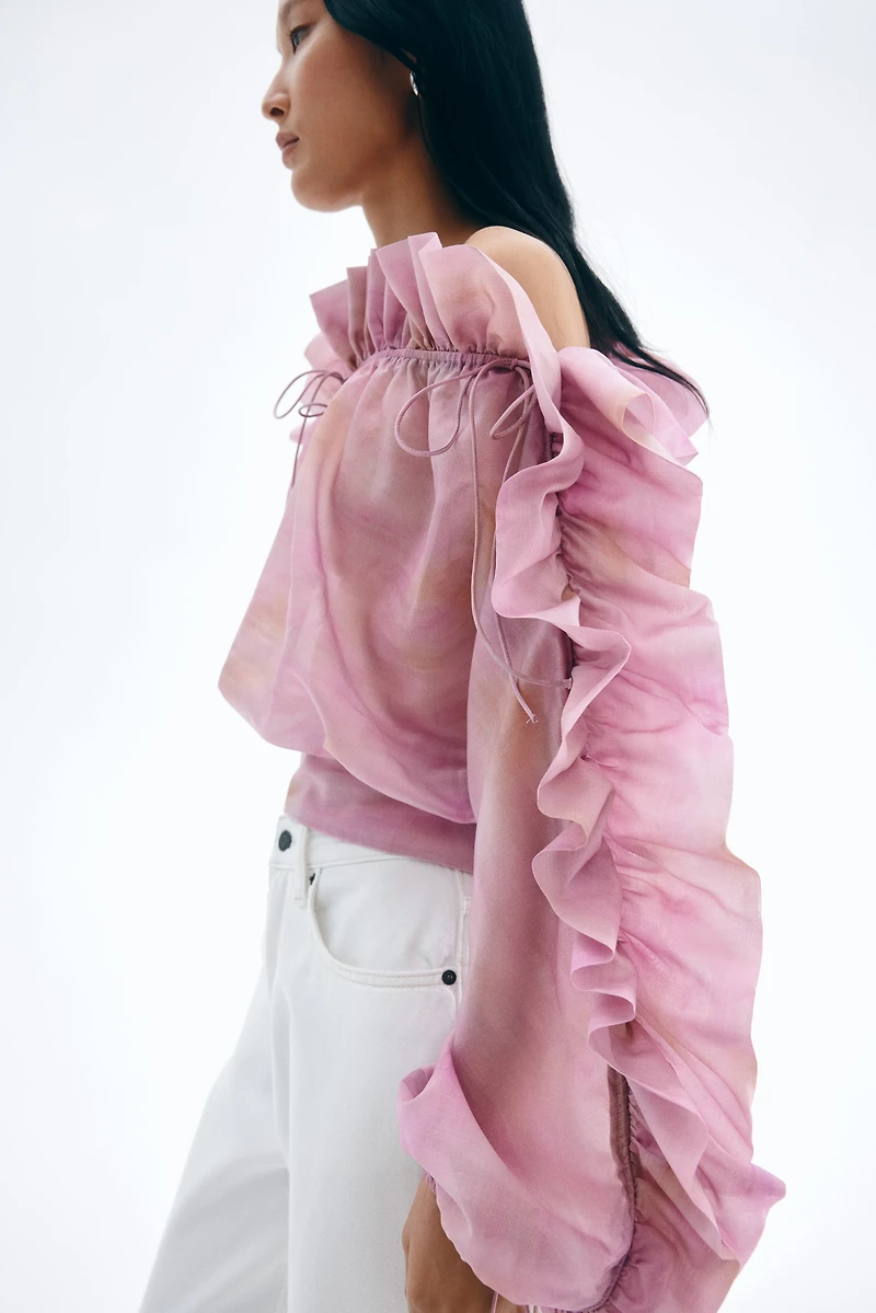 Ruffled One-Shoulder Blouse