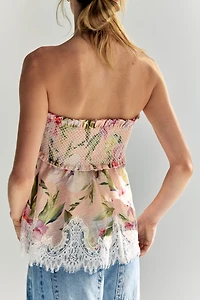 Linen-Blend Bandeau Top