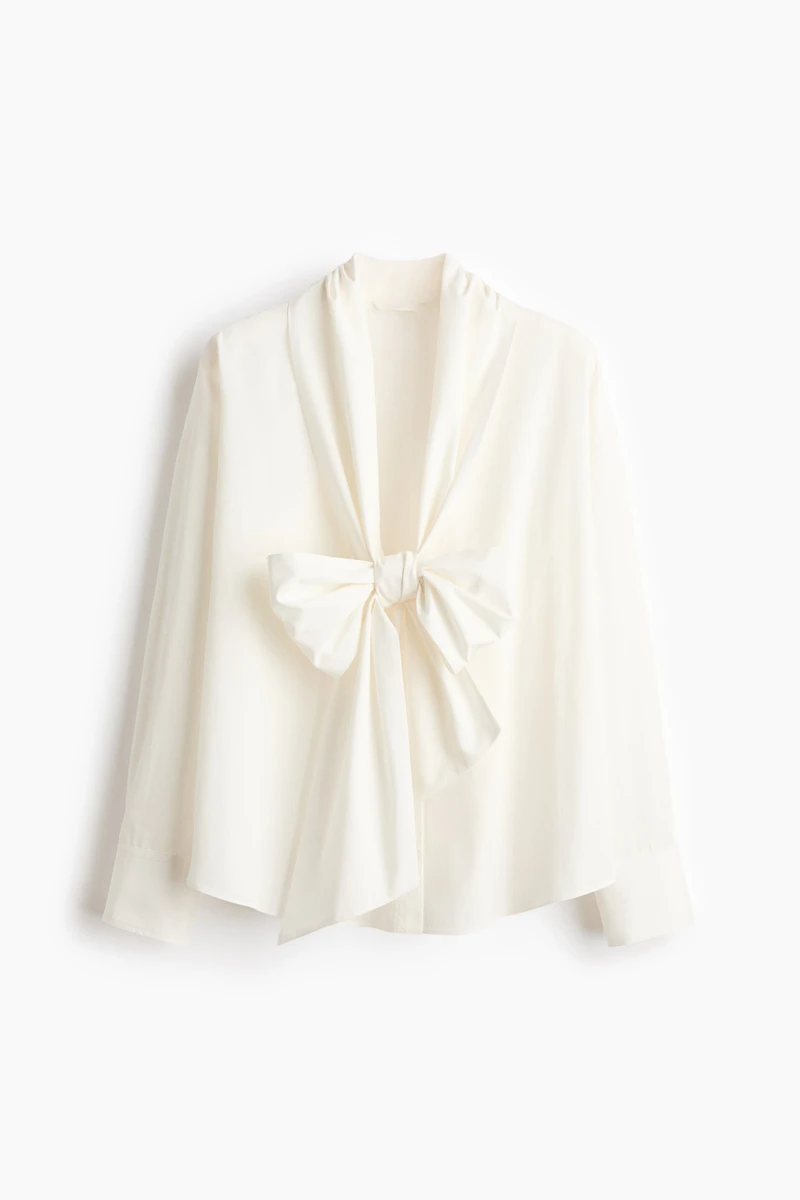 Tie-Front Poplin Shirt